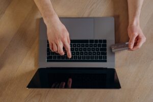 a person doing business transaction online