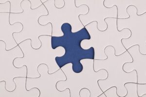 close up of jigsaw puzzle missing